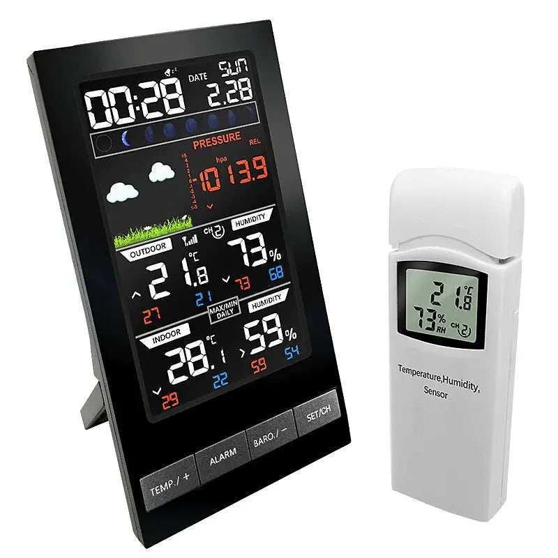 Station Météo Sans Fil écran Tactile Couleur - 3 Capteurs Température Humidité Intérieur/extérieur