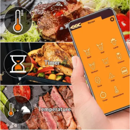 Thermomètre BBQ - Thermomètre BBQ Sonde de cuisson des aliments pour viande  Thermomètre avec minuterie Outil de mesure de la température : :  Cuisine et Maison