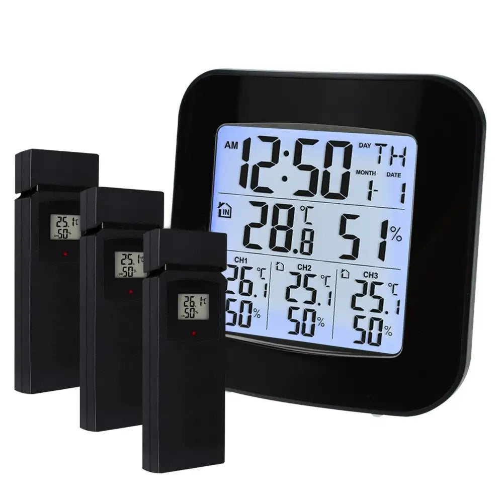Thermomètre Intérieur Extérieur, Thermomètre Connecté avec 3 Capteurs Sans  Fil, Surveiller Humidité et Température (℃/℉)