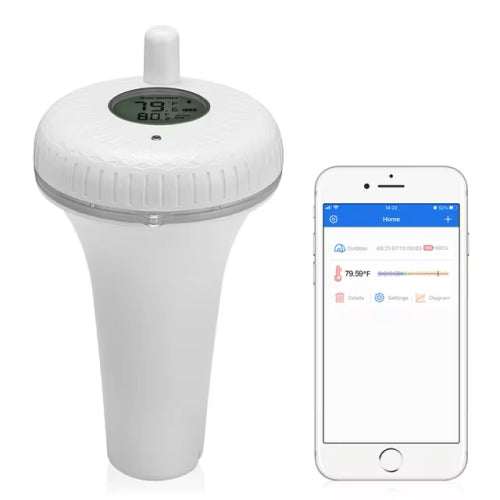 Téléphone connecté au thermomètre piscine