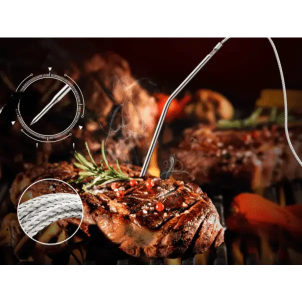 OBEST Thermomètre de cuisine,Intelligent Thermomètre Barbecue Alerte Haute Température avec Minuterie,Sonde Pliable,Affichage Rétro-éclairé à Trois Couleurs,Thermomètres Pour Aliments Viande pour OBEST Thermomètre de cuisine,Intelligent Thermomètre Barbecue Alerte Haute Température avec Minuterie,Sonde Pliable,Affichage Rétro-éclairé à Trois Couleurs,Thermomètres Pour Aliments Viande pour
