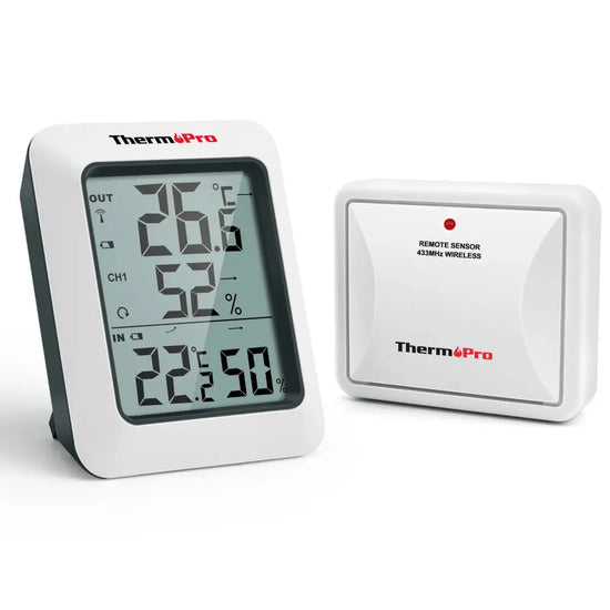 Thermomètre Intérieur et Extérieur avec Sonde Extérieure - LCD - Sans Fil -  Bureau/Maison/Chambre